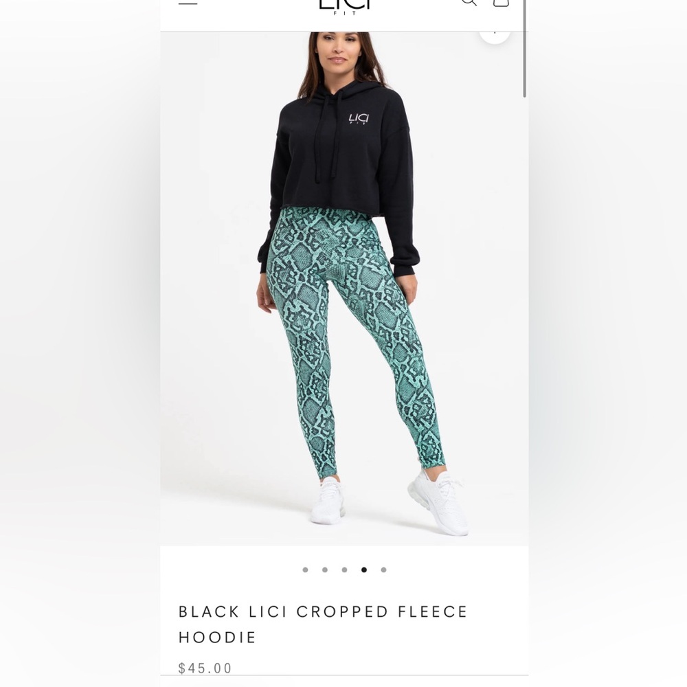 LICI FIT- BLACK CROPPED FLEECE HOODIE SIZE M - Picture 8 of 8
